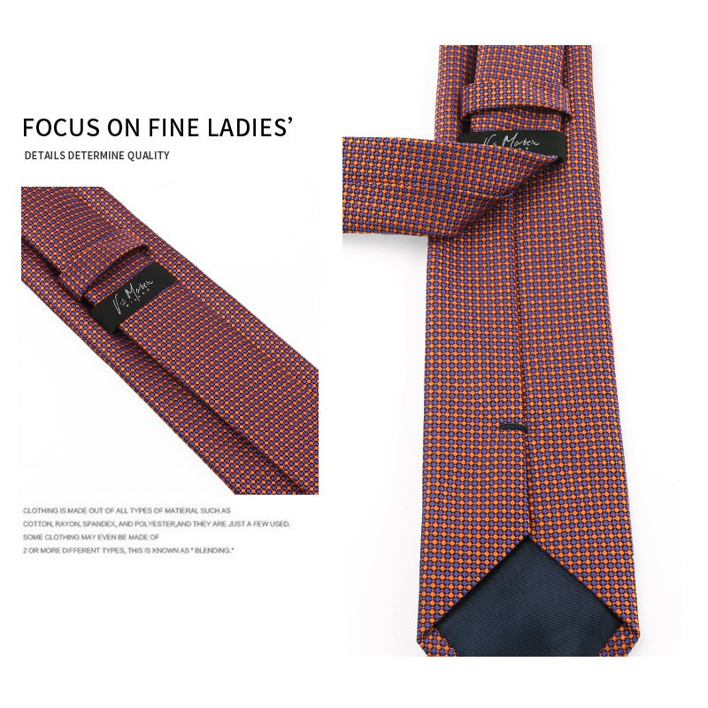 Wholesale custom orange red series business retro tie men's 1200-pin high-density polyester hand-tied suit tie