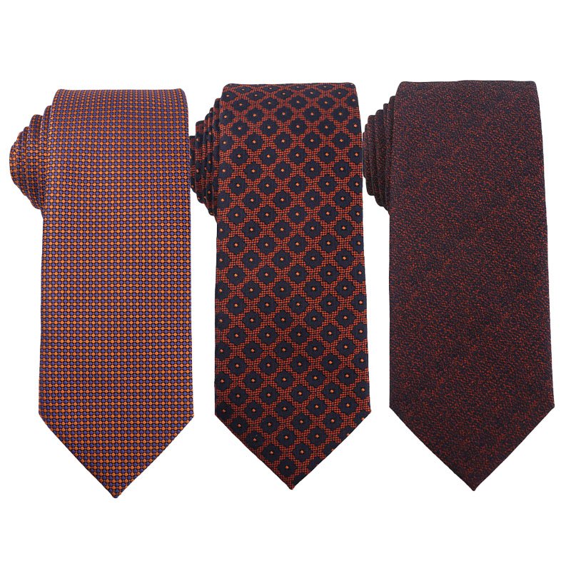 Wholesale custom orange red series business retro tie men's 1200-pin high-density polyester hand-tied suit tie