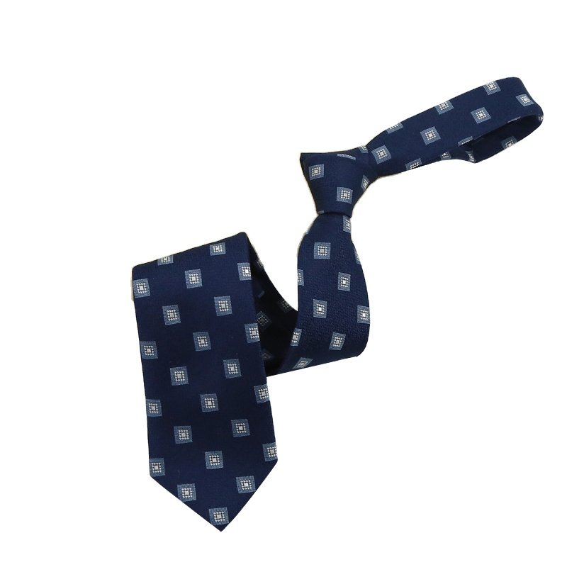 Hamocigia Handmade Deep Navy Flora 100% Silk Jacquard Woven Mens Tie Dye