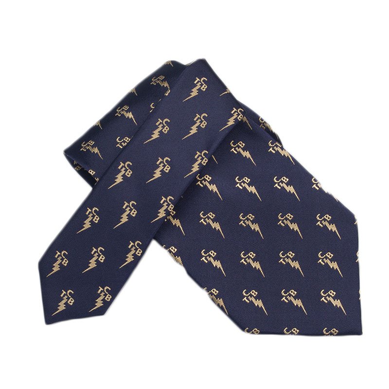 Luxury Shengzhou Factory Mulberry Silk Woven Embroider Tie Blue Neckties for Men Accessories