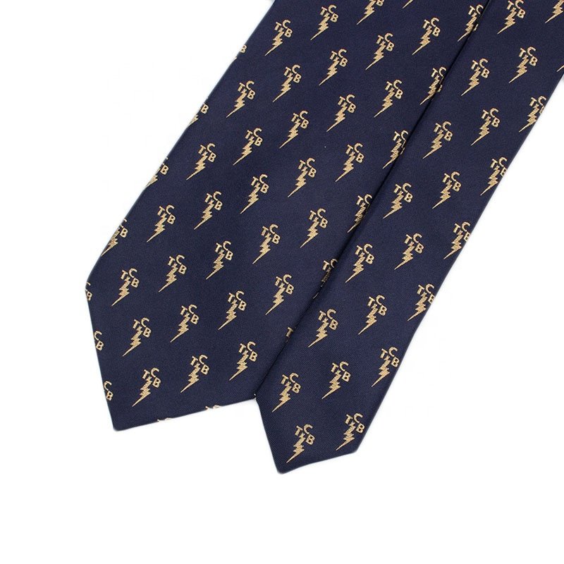 Luxury Shengzhou Factory Mulberry Silk Woven Embroider Tie Blue Neckties for Men Accessories