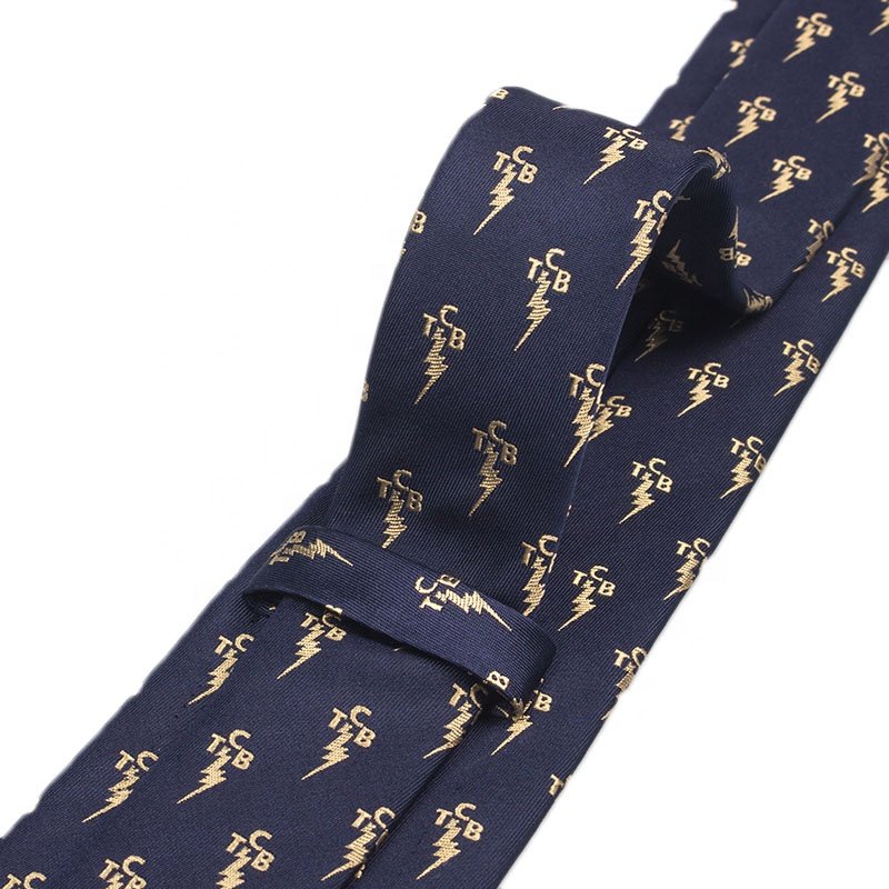 Luxury Shengzhou Factory Mulberry Silk Woven Embroider Tie Blue Neckties for Men Accessories