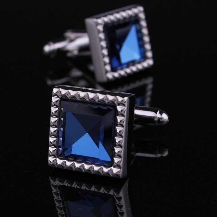 Star Stone Mens Shirt Cufflinks for Wedding Top Grade Blue Brown Silver Alloy Links Cufflinks for Men Cuff Links & Tie Clips