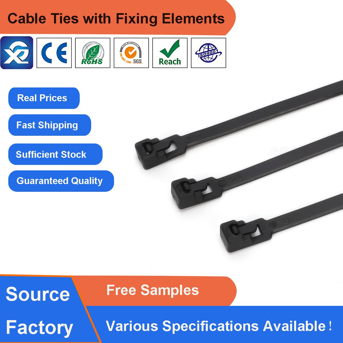 4.8*200mm High quality Plastic Nylon Reusable Zip Tie X11 Releasable Nylon Cable Ties