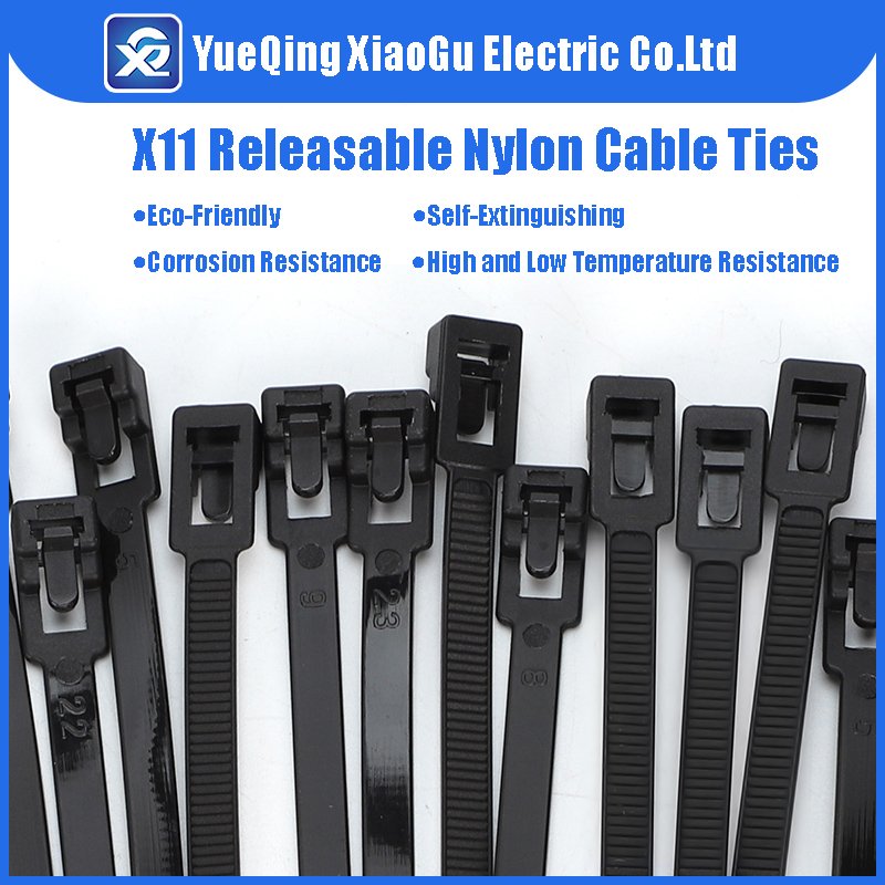 4.8*200mm High quality Plastic Nylon Reusable Zip Tie X11 Releasable Nylon Cable Ties