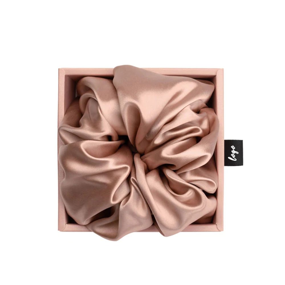 wholesale Factory custom logo bulk women large silk satin scrunchy hair ties 100% mulberry silk hair scrunchie