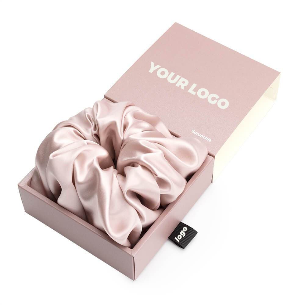 wholesale Factory custom logo bulk women large silk satin scrunchy hair ties 100% mulberry silk hair scrunchie