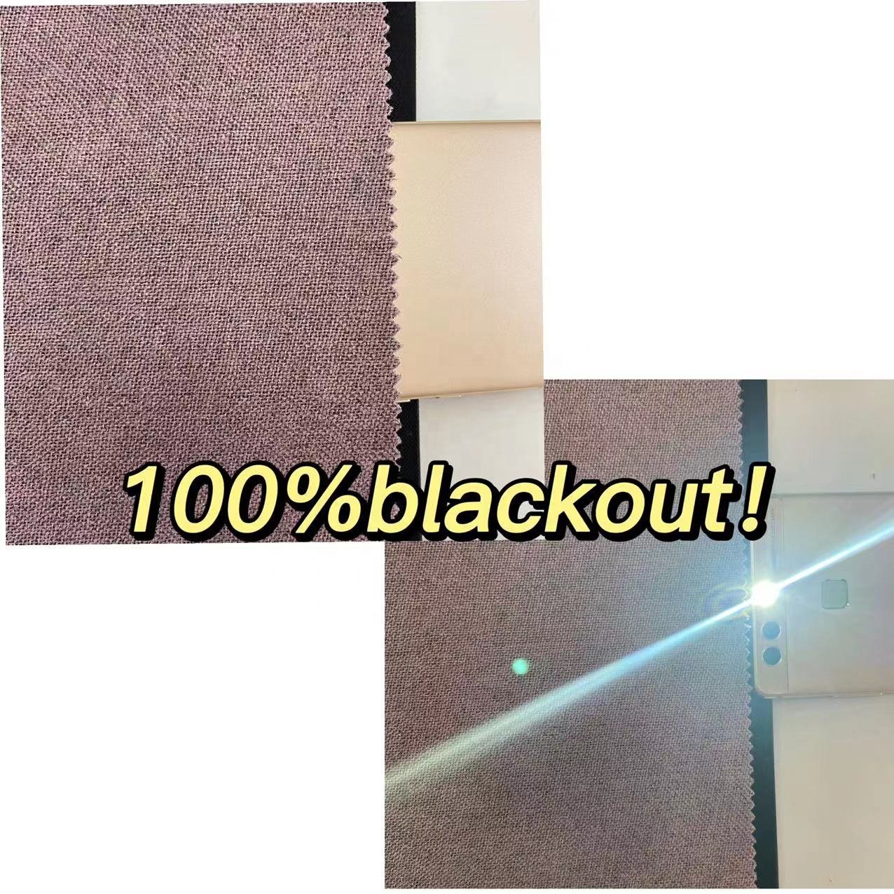 Wholesale two sides textured linen ready stock blackout curtain fabric and materials