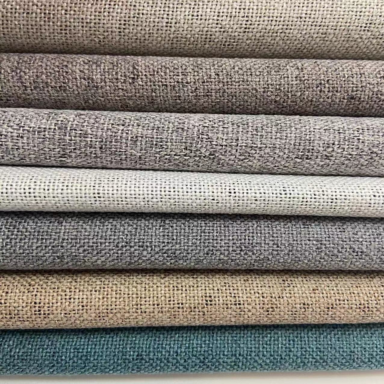Wholesale two sides textured linen ready stock blackout curtain fabric and materials