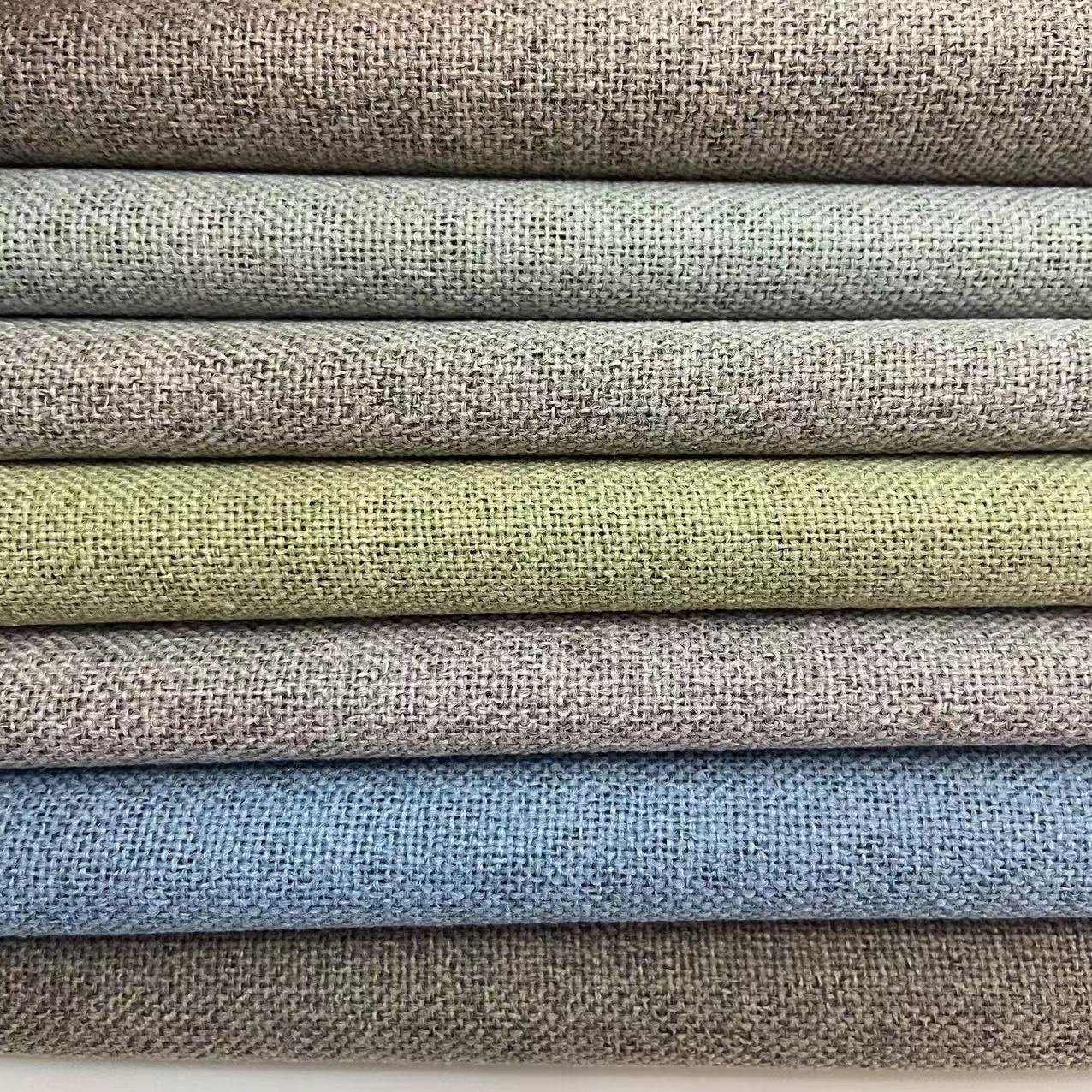 Wholesale two sides textured linen ready stock blackout curtain fabric and materials
