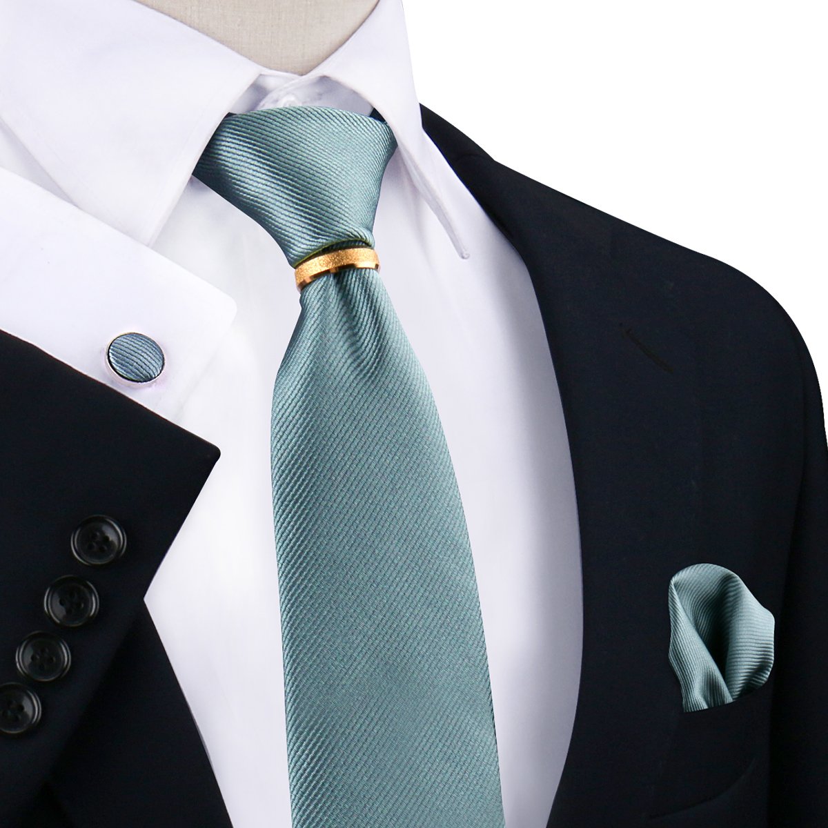 Luxury Solid Silk Ties And Pocket Square For Men Champagne Woven Polyester Necktie China Manufacture