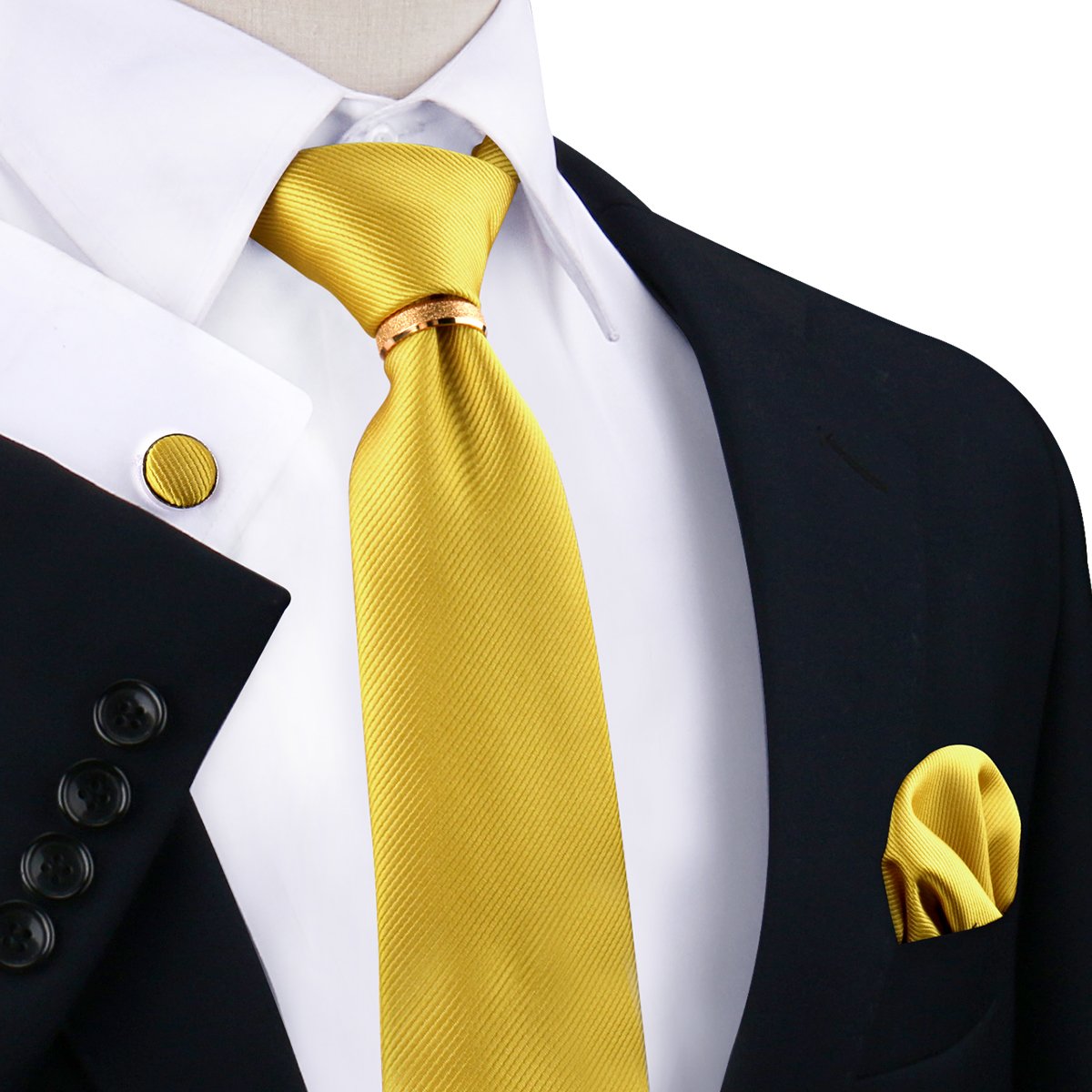 Luxury Solid Silk Ties And Pocket Square For Men Champagne Woven Polyester Necktie China Manufacture