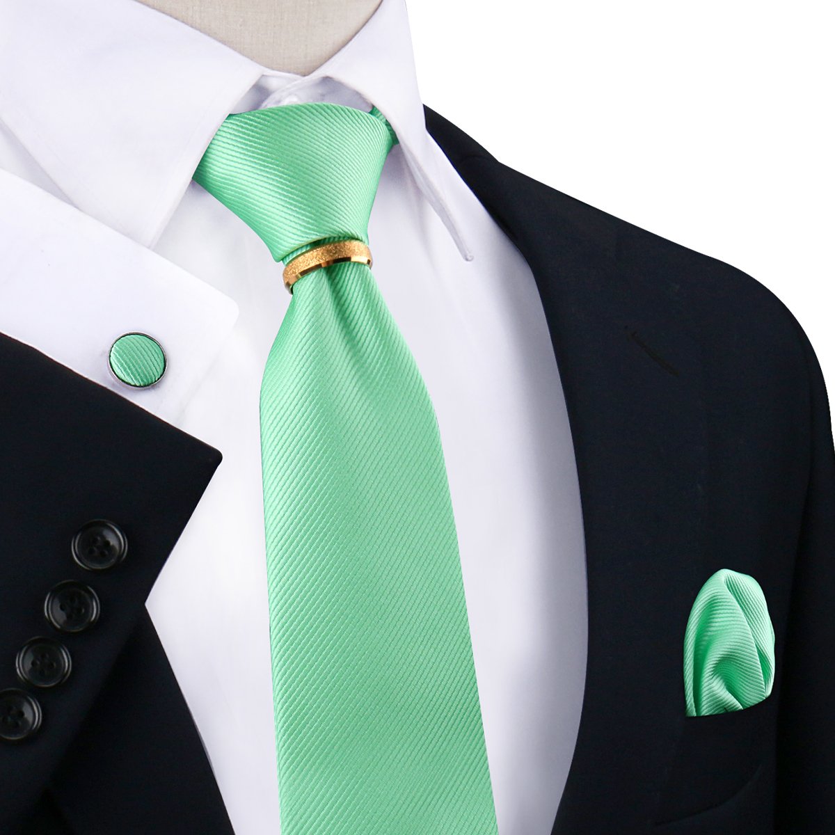 Luxury Solid Silk Ties And Pocket Square For Men Champagne Woven Polyester Necktie China Manufacture