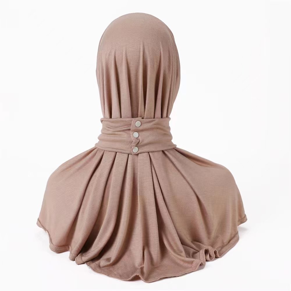 2022 High Quality Newest Design Scarf Muslim Elastic Tie Back Button Modal Cotton Jersey Hijab For Women Summer Shawls