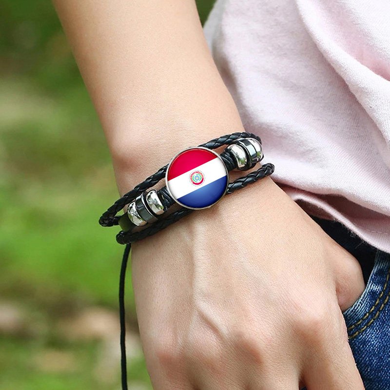 80 Models Paraguay Country Flag Map Tie Clip Lapel Pin Ring Brooch Cuff Link Necklace Bracelet Earrings Key Chain Jewelry Set
