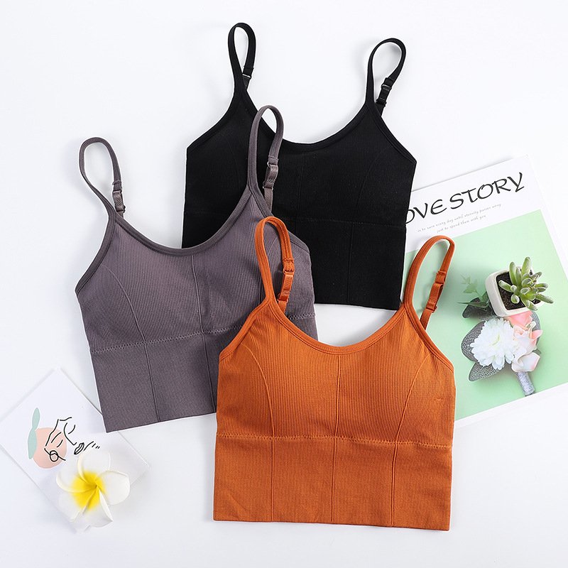 Sport Shockproof Push Up Tube Vest Bra Fitness Summer Seamless Padded Camisoles Women Breathable Casual Chest Wrap Top