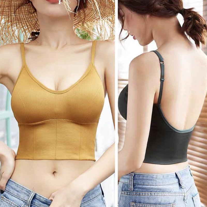 Sport Shockproof Push Up Tube Vest Bra Fitness Summer Seamless Padded Camisoles Women Breathable Casual Chest Wrap Top