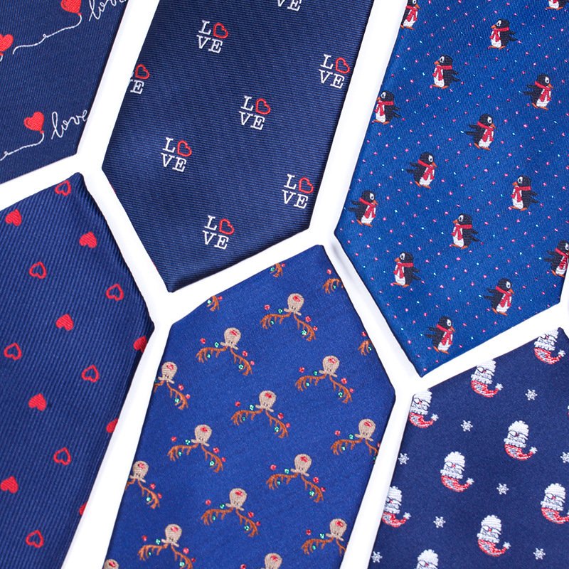 Christmas tie gift wholesale retail Santa Claus elk print polyester silk