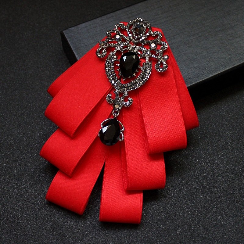 High Quality Ladies British Men Women Silk Satin Ribbon Bow Tie Christmas Fashion Crystal For Suit