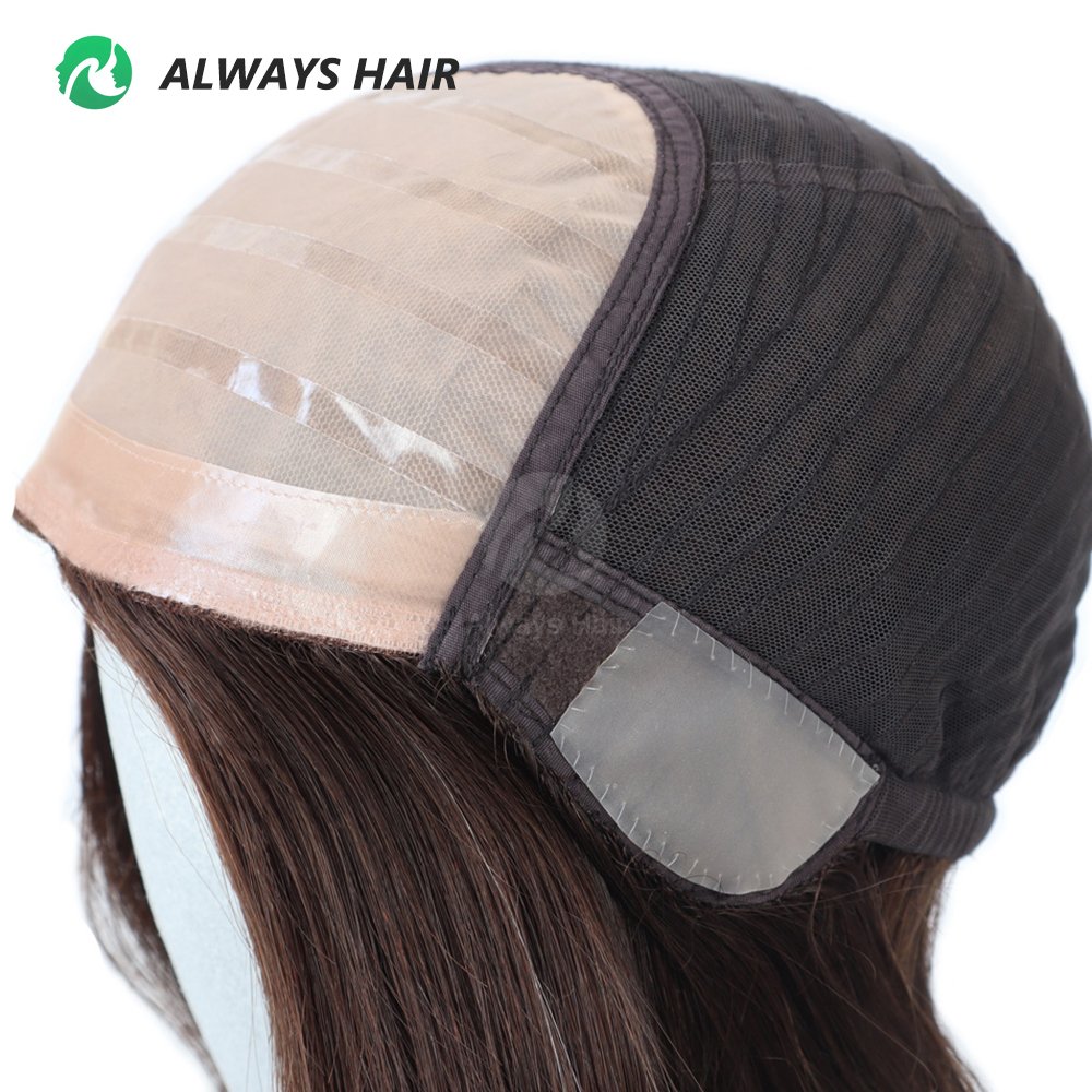 Kosher Jewish Wig JW23 12.5" Silk Base Wigs Half Hand Tied Wig Human Hair Chinese How Shine Straight Elastic Lace Women Long