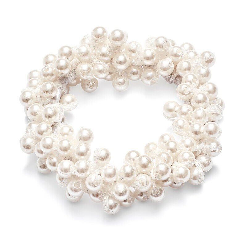 Pearl Hair Bands Women Girls Scrunchie Ponytail Holder Pearl Beads Women Hair Bands Elastic Rubber Rope Ties Hair Accessories