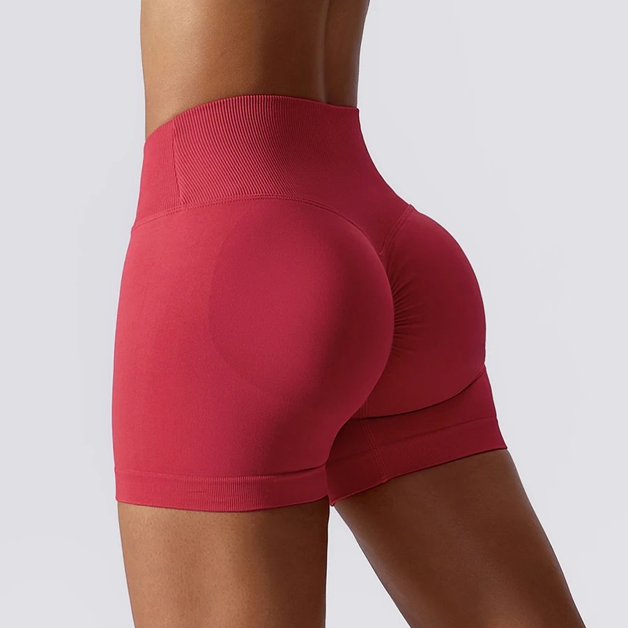 Women Cross High Waist Pilates Shorts Lady Abdomen Solid Color Gym Sports Pants Lady High Stretch Seamless Outdoor Shorts