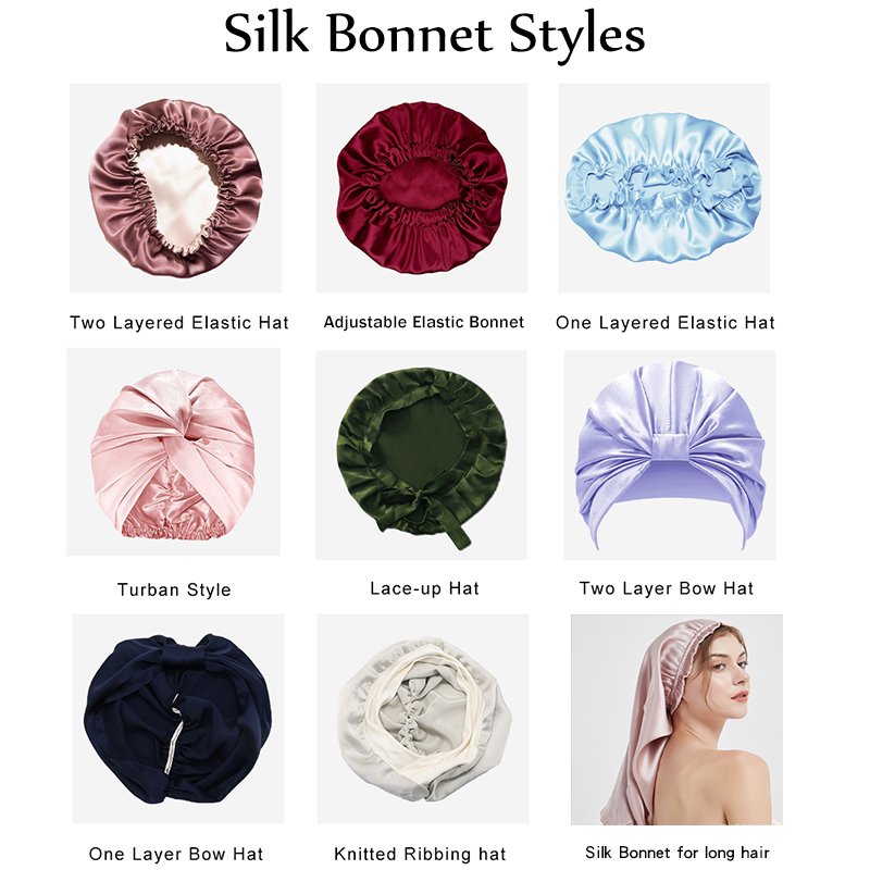 Custom Long Satin Braid Silk Bonnet Silk Turban Silk Sleep Hat with Elastic Tie Band Night Hat For Long Curly Hair
