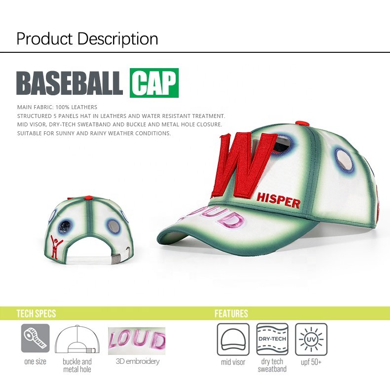 custom Leather Adjustable Classic Low Profile Mid visor Baseball Hat Caps 5 Panel Plain 3D Embroidery printing logo Baseball Cap