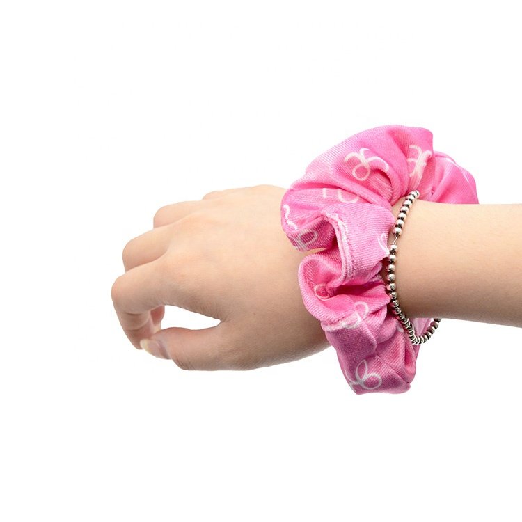 CHENGHE custom personalized name velvet scrunchies for women elastic hair scrunchies satin square print Logo hair band