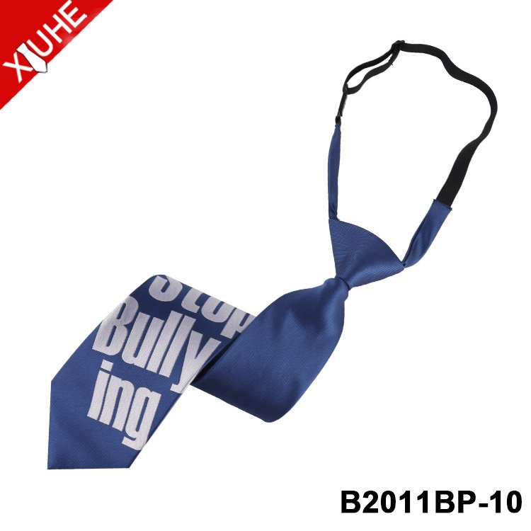 Adjustable Colorful Zip Ties Custom LOGO School Student Necktie Custom Polyester Zipper Ties