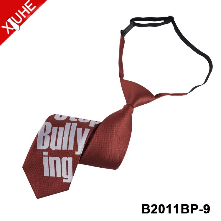 Adjustable Colorful Zip Ties Custom LOGO School Student Necktie Custom Polyester Zipper Ties