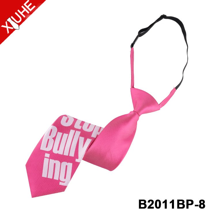 Adjustable Colorful Zip Ties Custom LOGO School Student Necktie Custom Polyester Zipper Ties