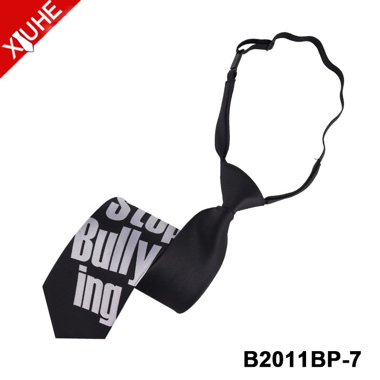 Adjustable Colorful Zip Ties Custom LOGO School Student Necktie Custom Polyester Zipper Ties