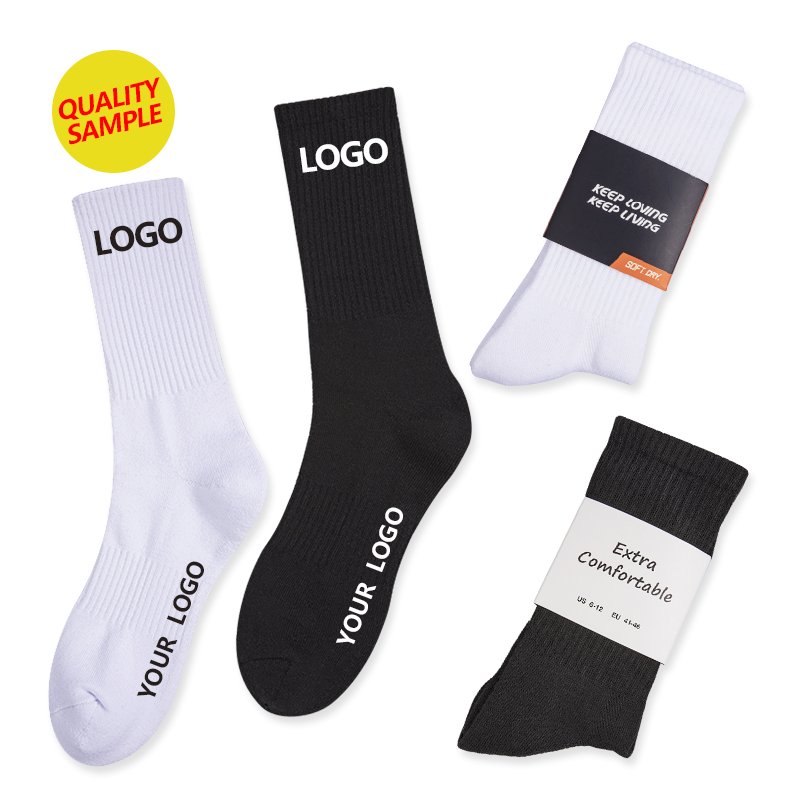 Custom Logo Women's Socks Blank Ankle Crew Long Knee High Dress Gym Socks Trendy Warm Thickened Stocking