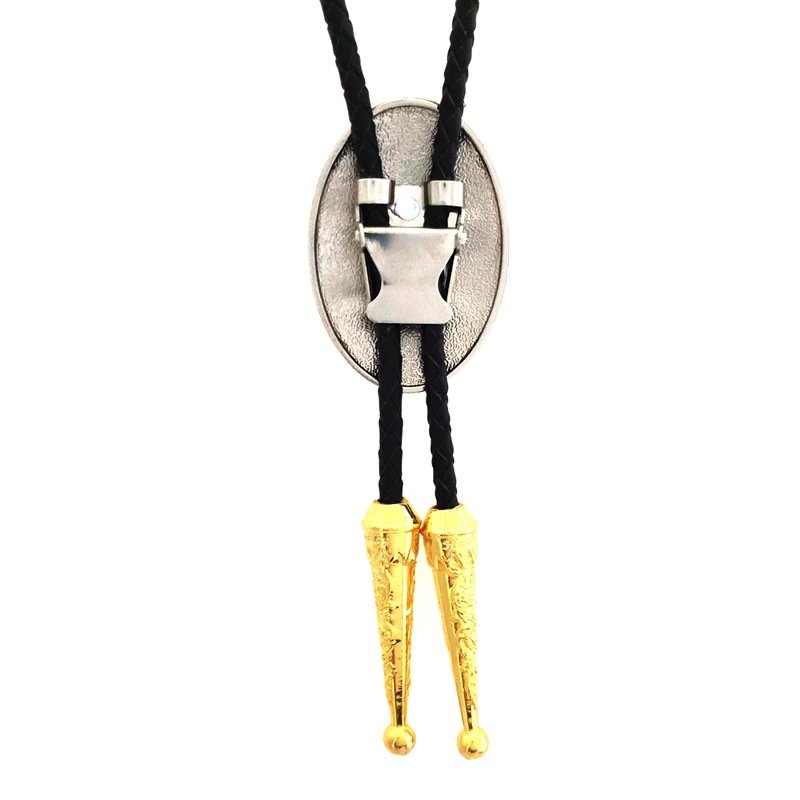 fashion luxury zinc alloy die casting Gold Factory Wholesale Custom Western Lion Cowboy Decoration Necklace Bolo Tie Tips