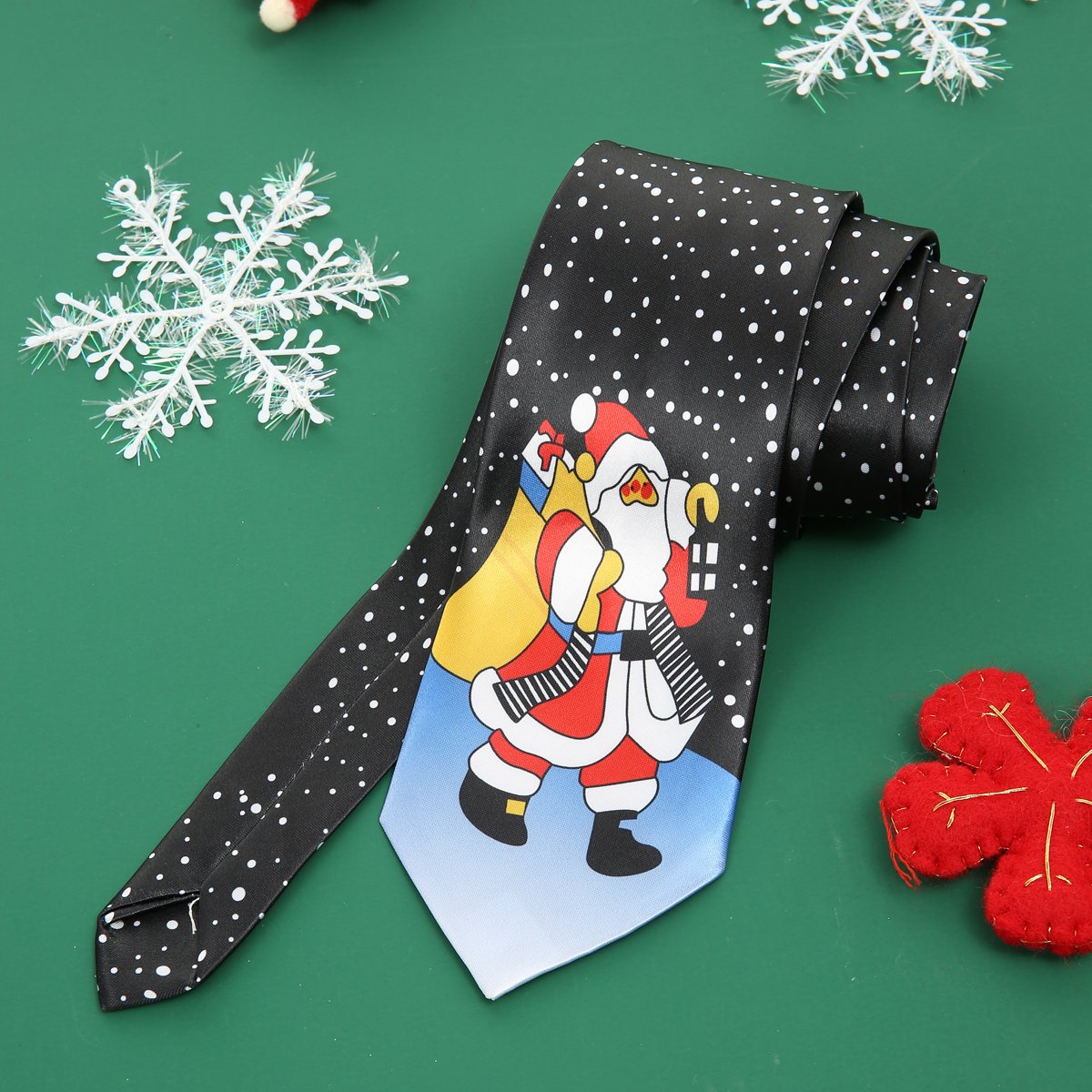 Custom Polyester Printed Red Festival Cartoon Pattern Tie for Men for Christmas Custom Logo Design ties accessories