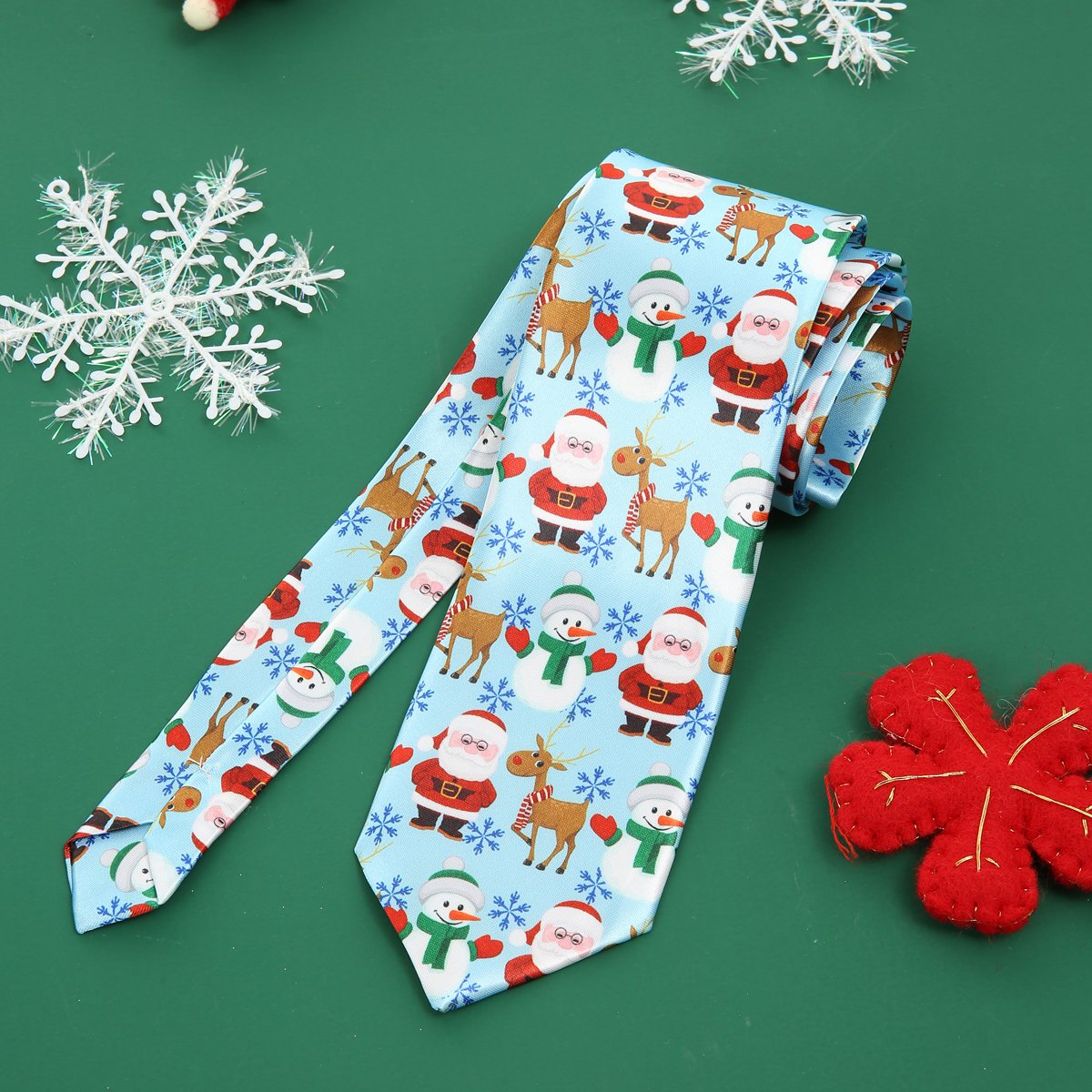 Custom Polyester Printed Red Festival Cartoon Pattern Tie for Men for Christmas Custom Logo Design ties accessories