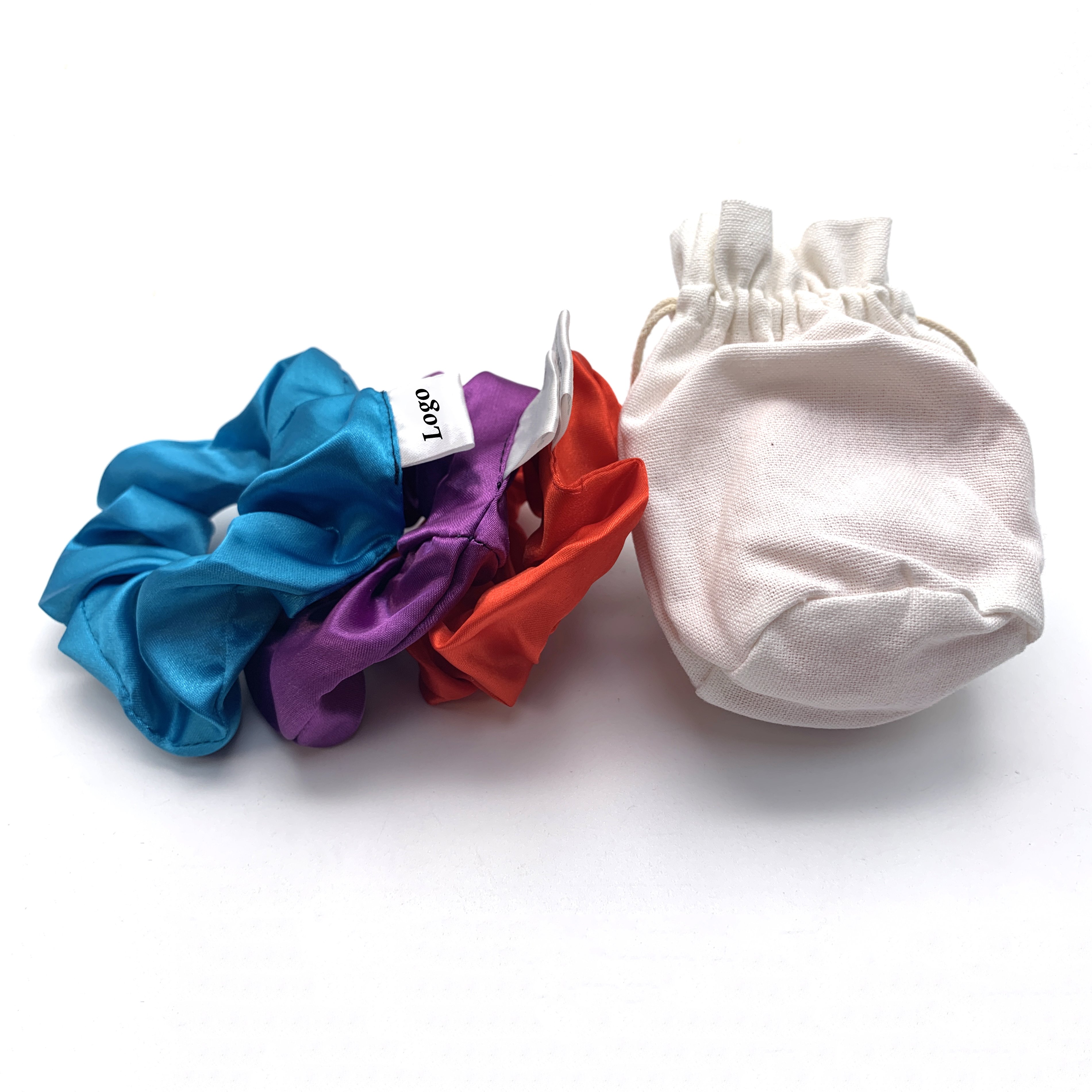 Manufacturer elastic soft vegan logo fluffy xl hair ties large 3pcs set wholesale satin silk custom scrunchies