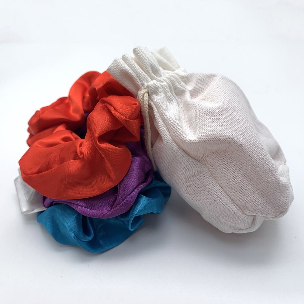 Manufacturer elastic soft vegan logo fluffy xl hair ties large 3pcs set wholesale satin silk custom scrunchies