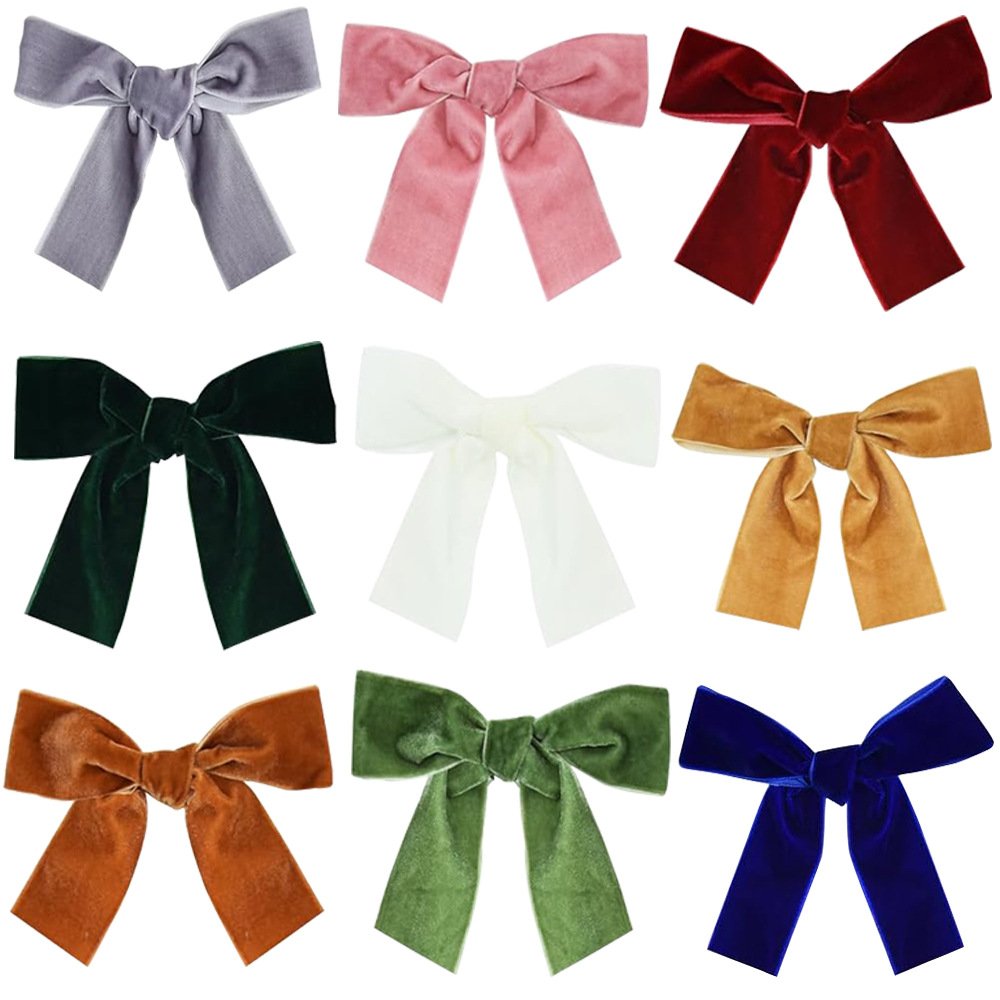 Luxury satin ribbon pre made bow tie with bells for packaging box decorations