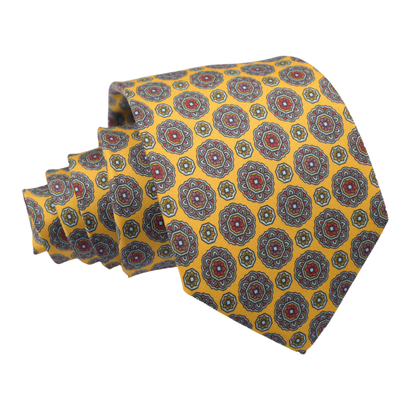 Custom Blue Floral Pattern Neckties Business Mens Printed Seven Fold Silk Tie