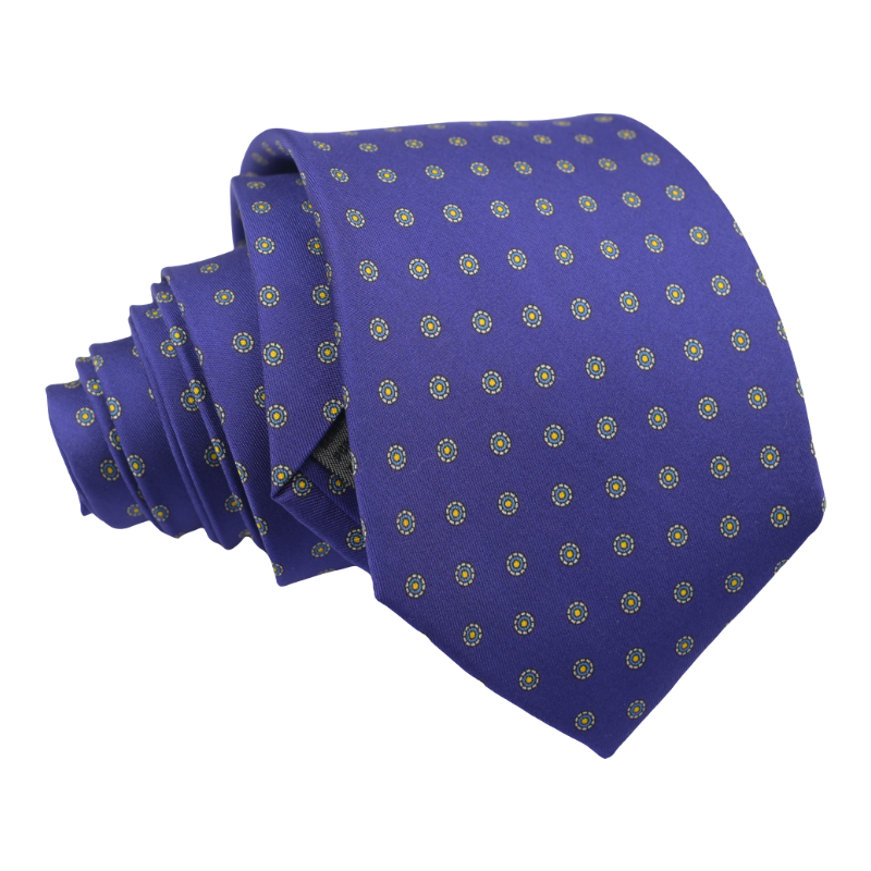 Custom Blue Floral Pattern Neckties Business Mens Printed Seven Fold Silk Tie