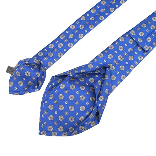 Custom Blue Floral Pattern Neckties Business Mens Printed Seven Fold Silk Tie