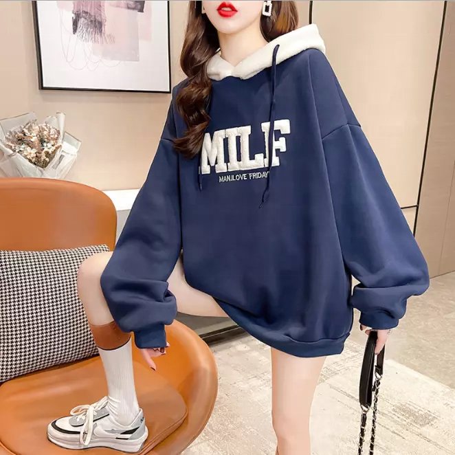 New fashion Letter Stitching Lamb Hair and Velvet Hooded Sweater Sweatshirts Womens Oversized Hoodies
