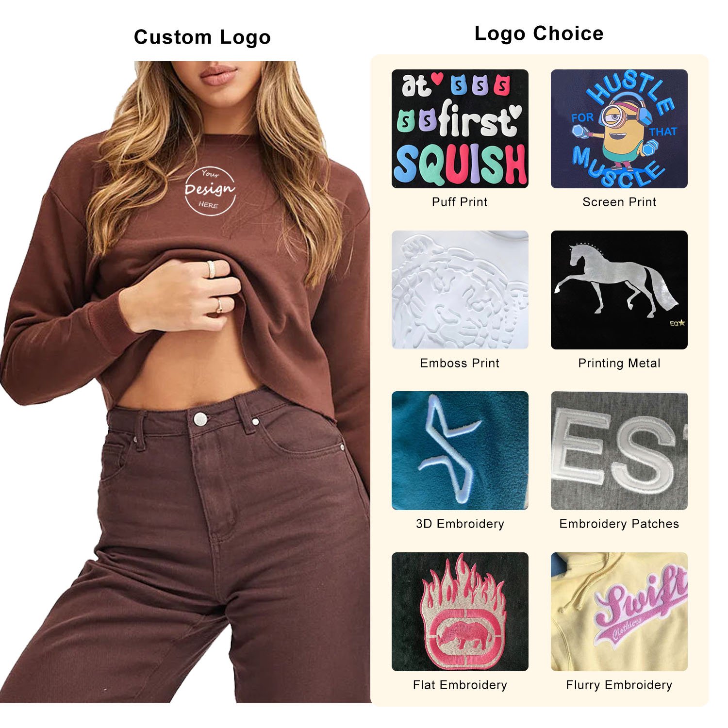 Bulk Wholesale Women Gym Sportswear Yoga Sweatshirt Puff Print Plain Long Sleeve Crop Top Sweatshirt Women