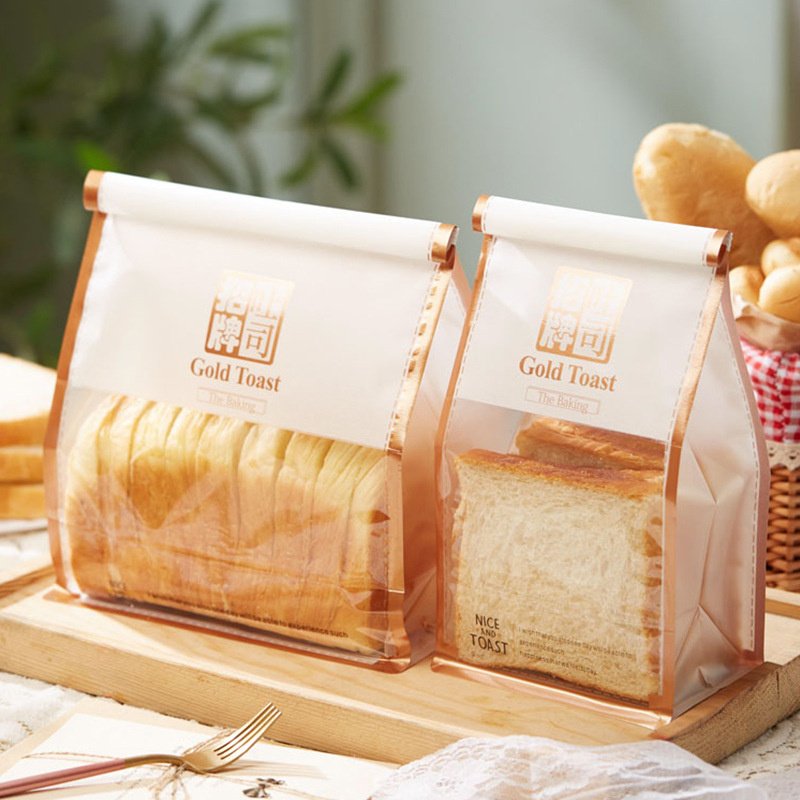 Custom Cheap Easy Open Bread Cookie Storage Flat Bottom packaging reutilization Paper Baked Sandwich Bags with Tin Tie Window