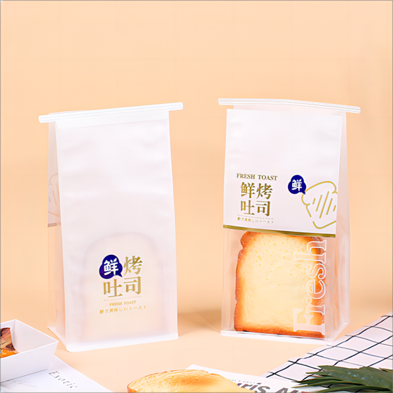 Custom Cheap Easy Open Bread Cookie Storage Flat Bottom packaging reutilization Paper Baked Sandwich Bags with Tin Tie Window