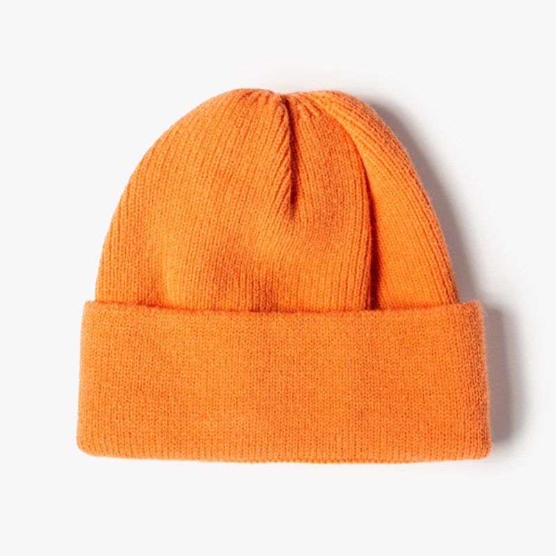 Customized logo Wholesale knitted woolen hat trend fashion solid color warm men's and women's cold hats