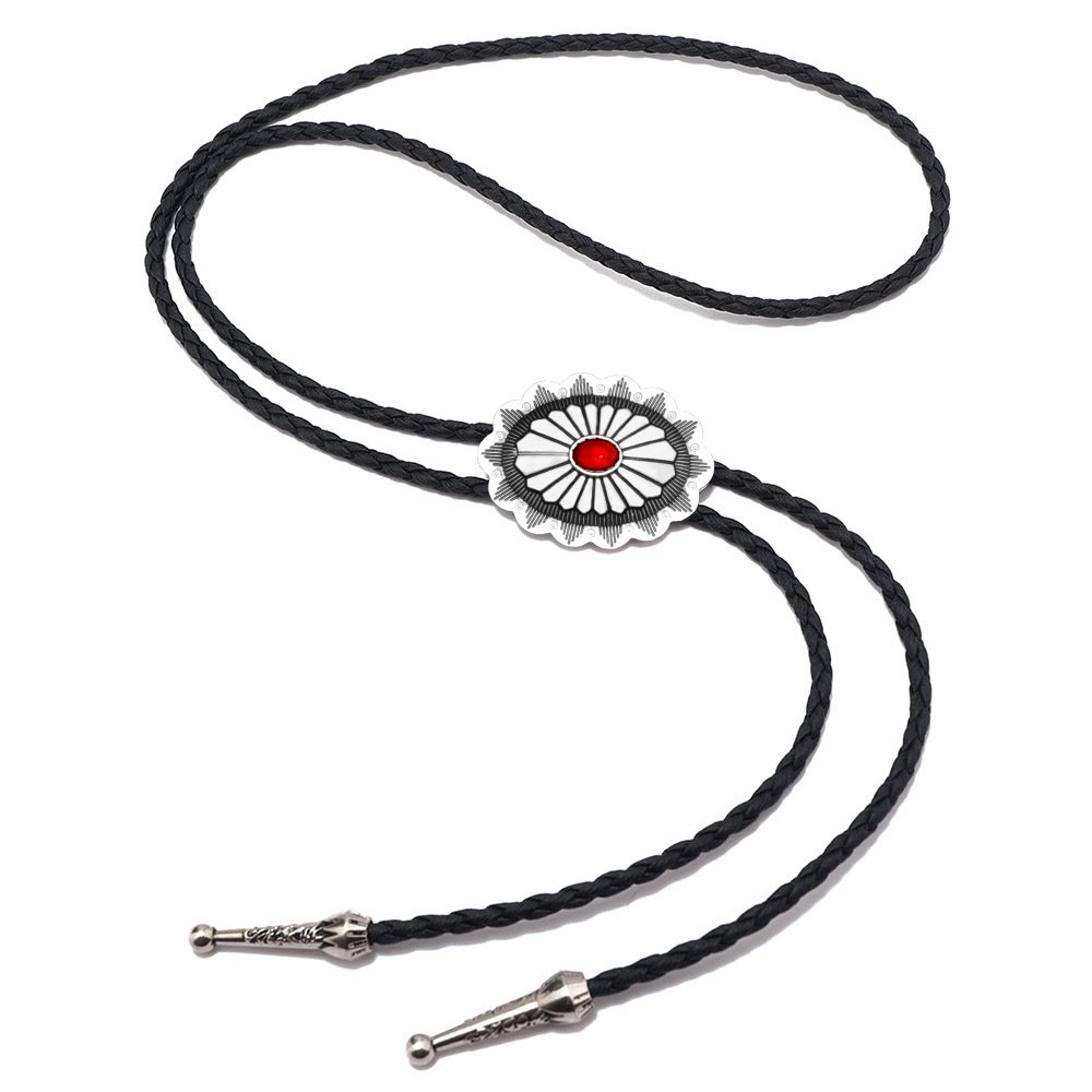 High Quality Metal Western Cowboy Classical Design Logo Silver Plated Vintage Necktie Custom Bolo Tie Necklace For Men Women