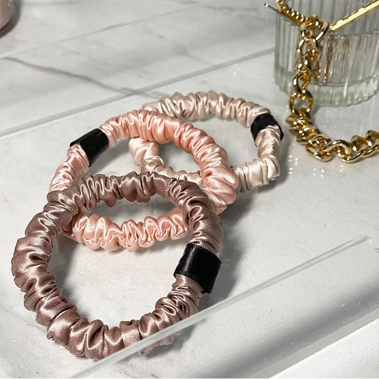 1cm 19mm 100% pure silk scrunchies bulk hair tie accessories Factory wholesale skinny mulberry silk scrunchies